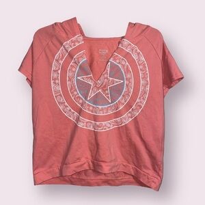 Marvel Shield Short Sleeve Hoodie Captain America Comics
